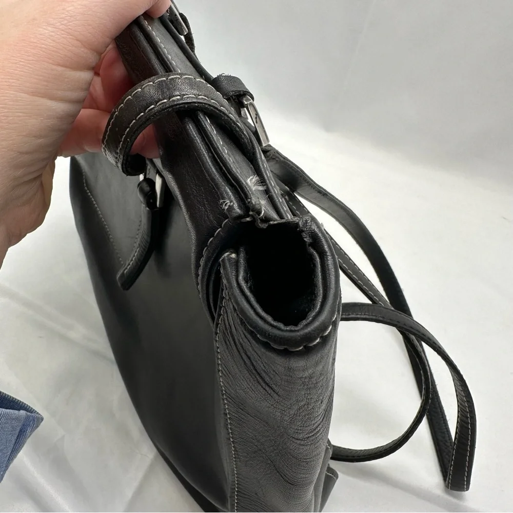Donald J Pliner vintage black leather backpack clutch